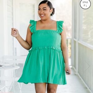 Pink Lily Green Dress